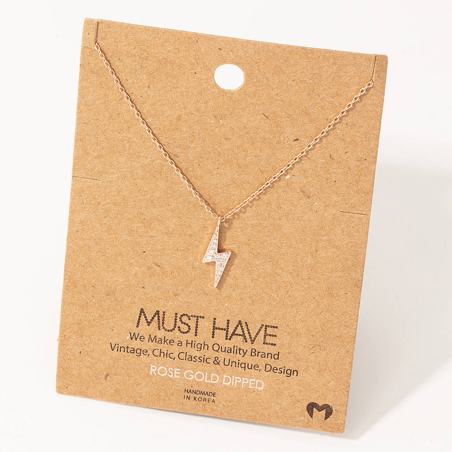 Pave Lightning Bolt Pendant Necklace: S
