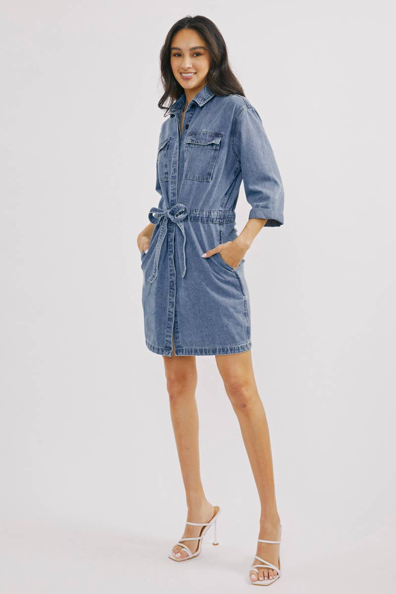 Kan Can Jean Button Down Dress