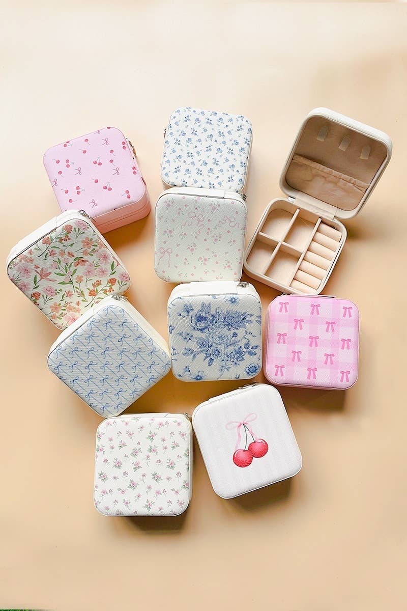 Travel Jewelry Organizer Case-Blue Floral