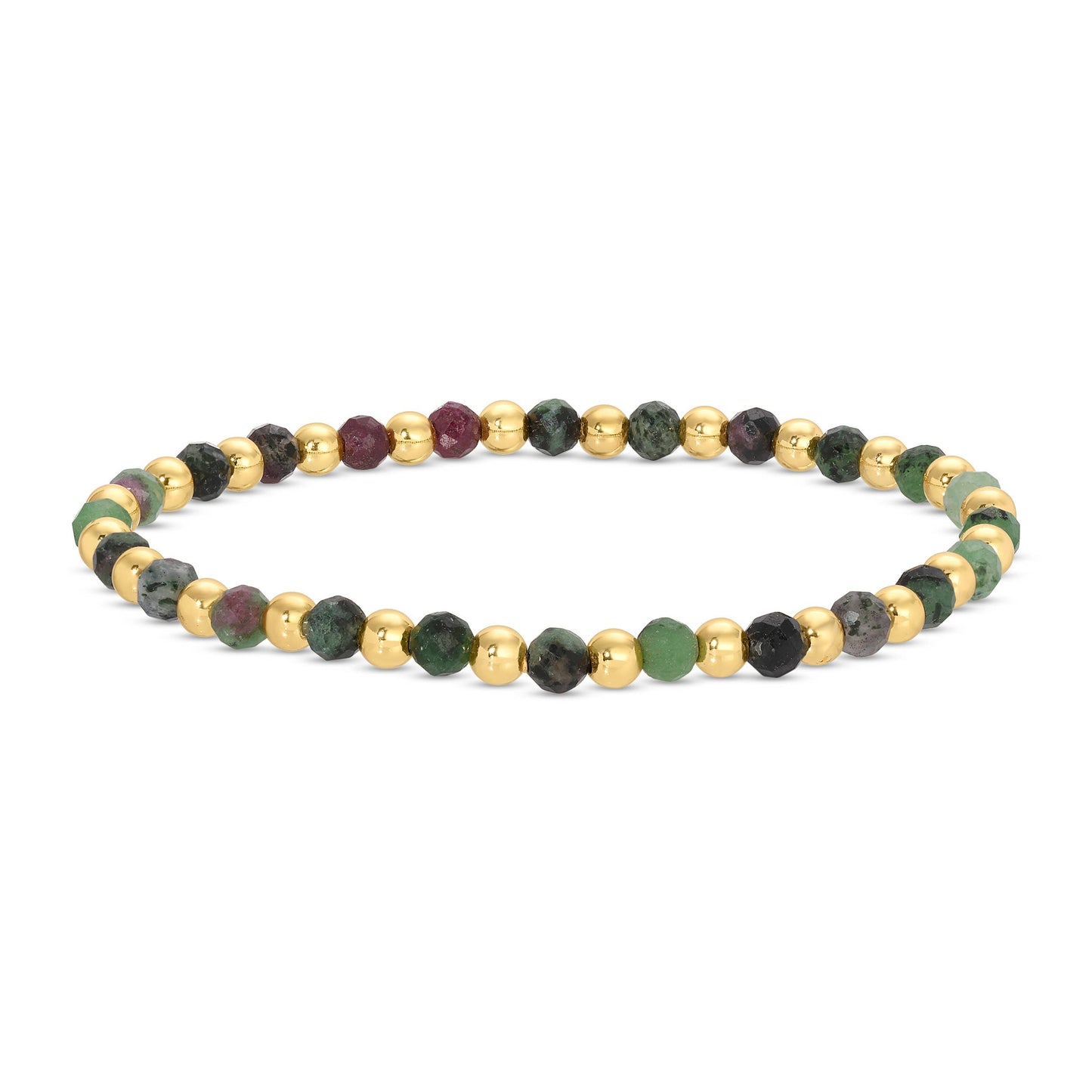 Stretch Stone & Gold Bead Bracelet