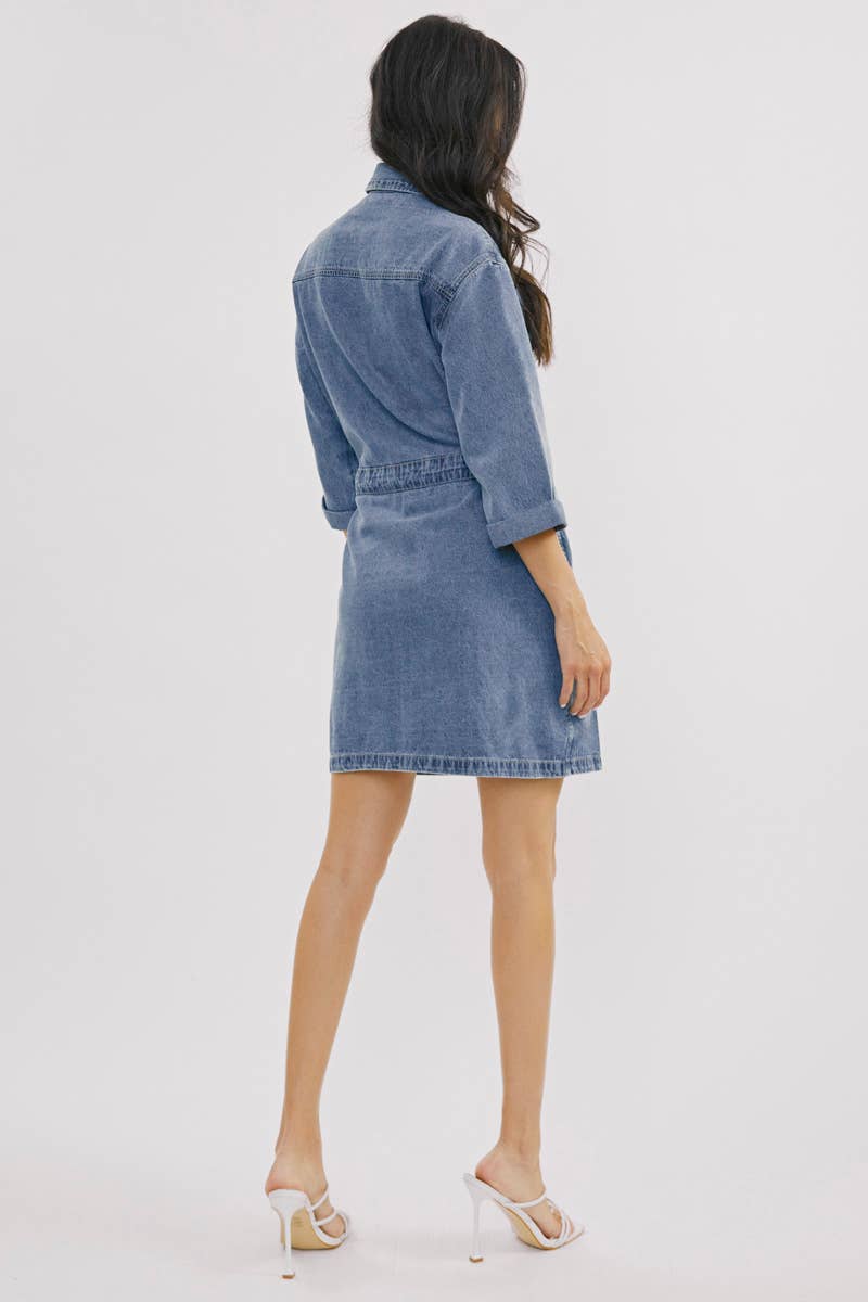 Kan Can Jean Button Down Dress