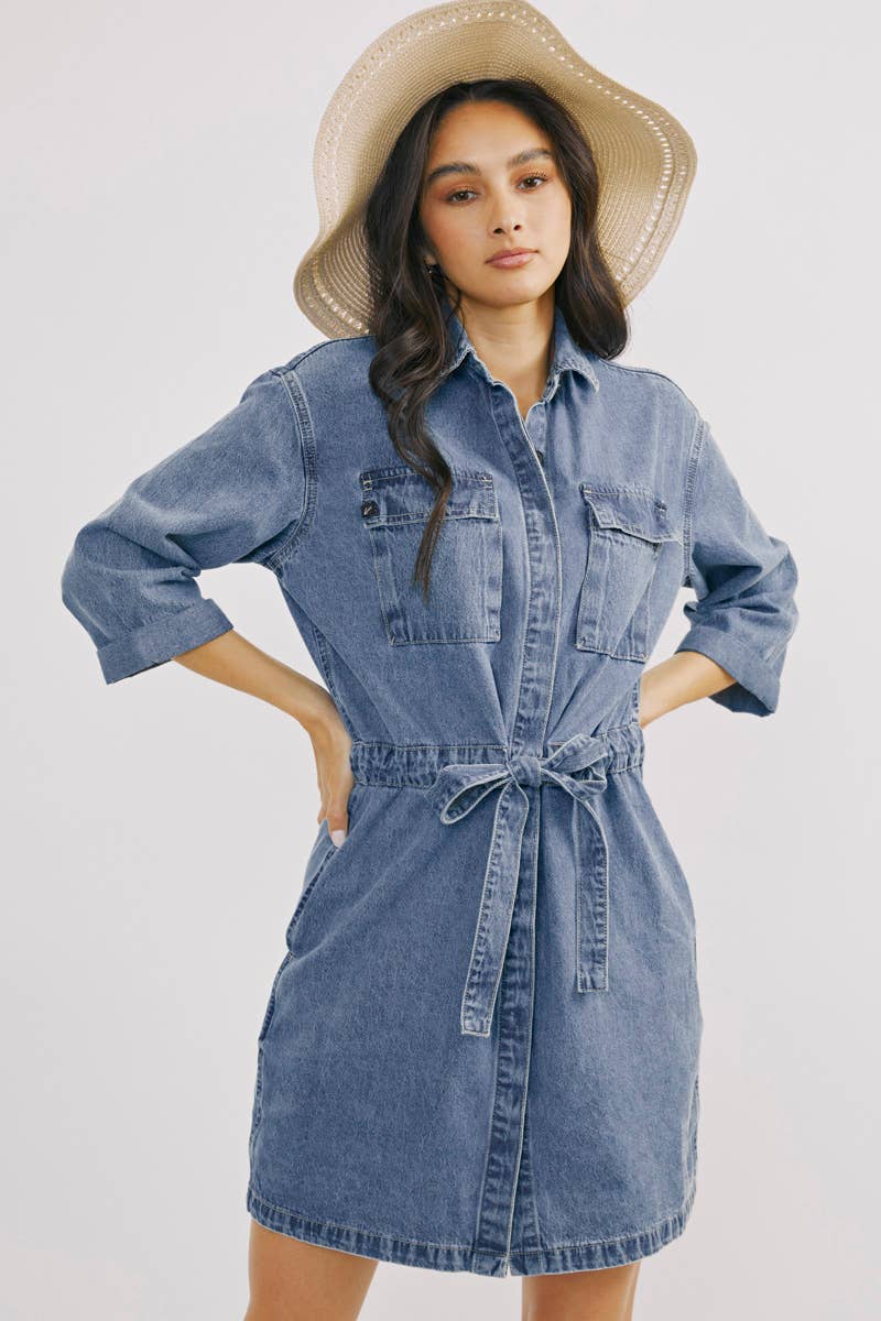 Kan Can Jean Button Down Dress