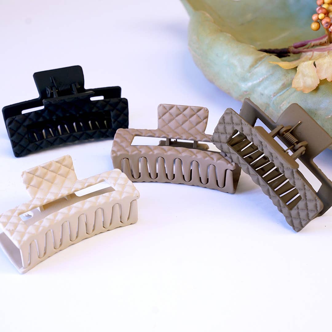 Rectangle Hair Neutral Diamond Claw Clips