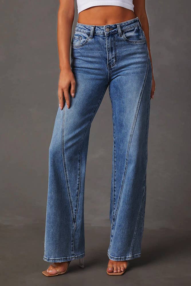 Distressed Washed Denim Jeans