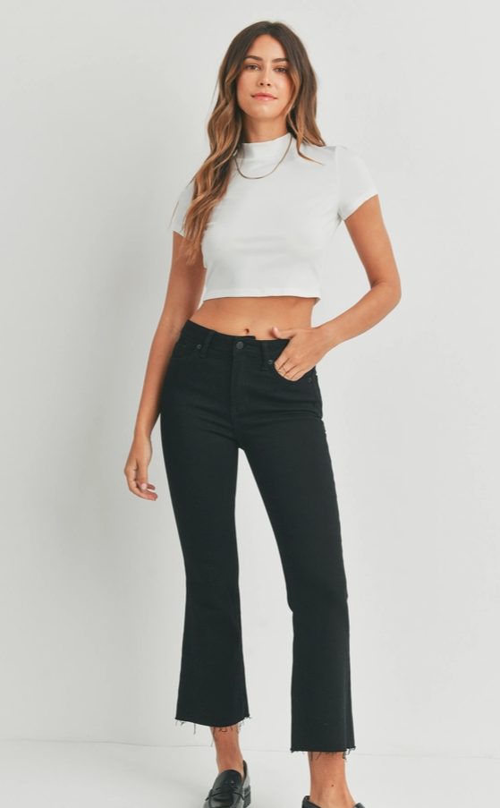 Black Cropped Flare Jean