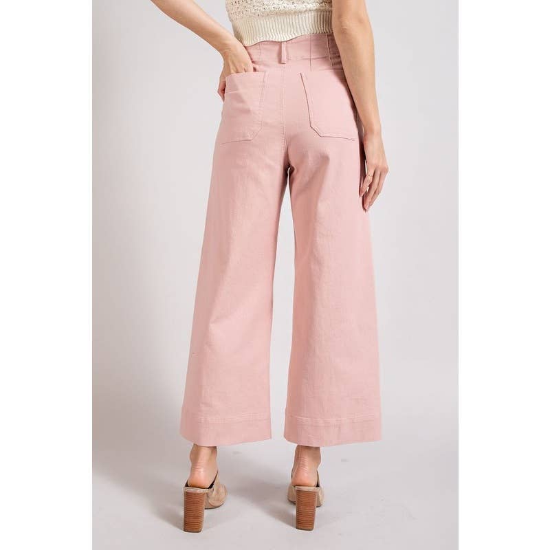 Soft washed wide leg pants: DUSTY PINK