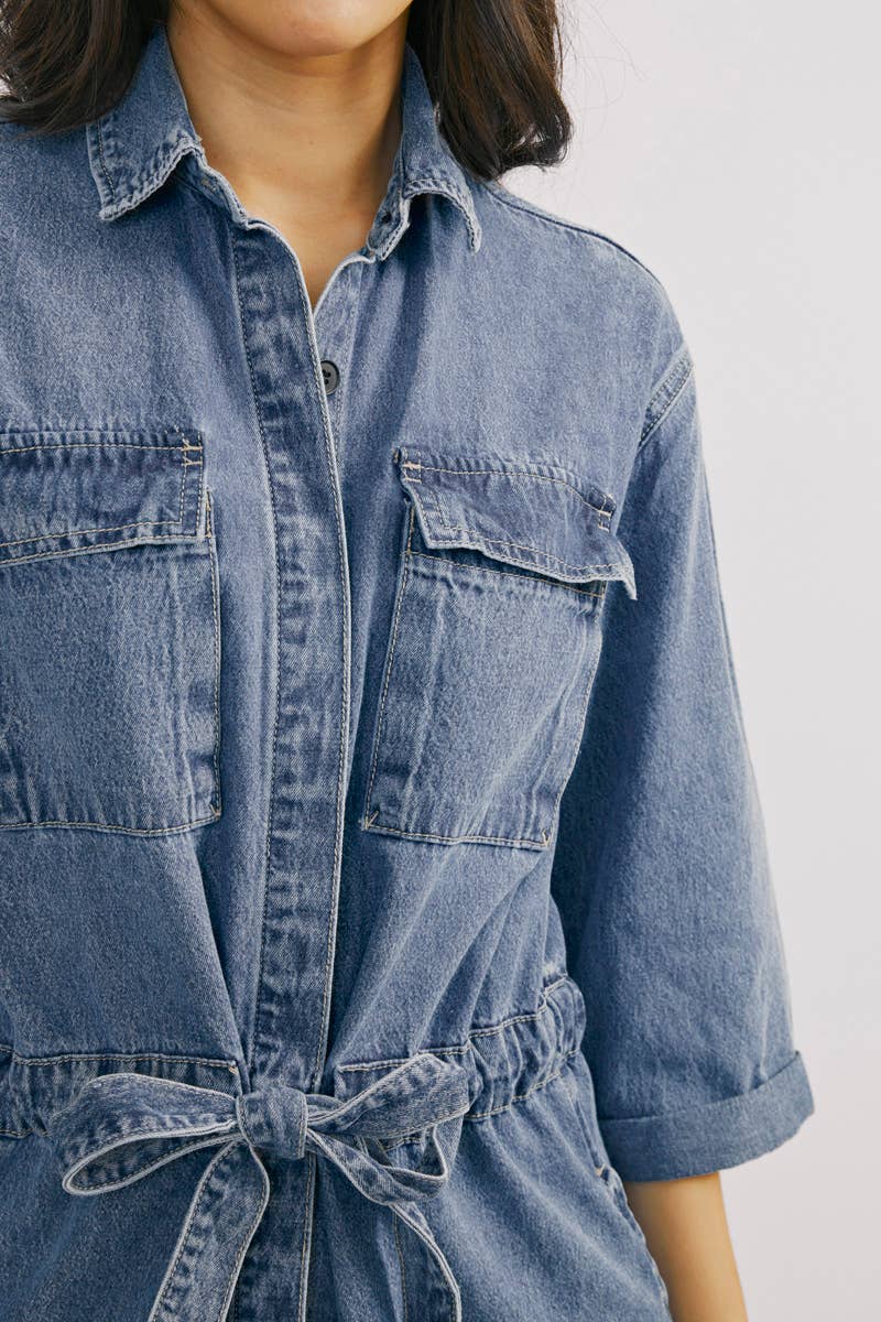 Kan Can Jean Button Down Dress