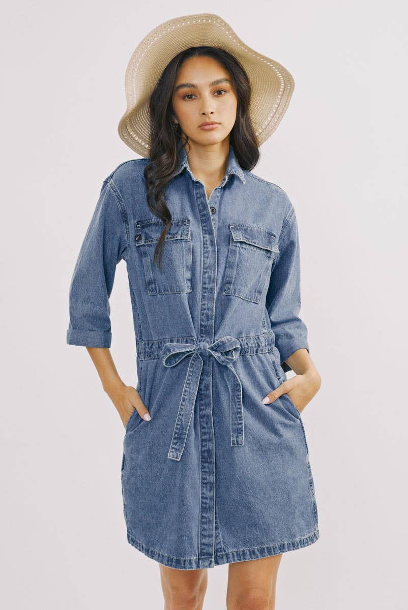 Kan Can Jean Button Down Dress