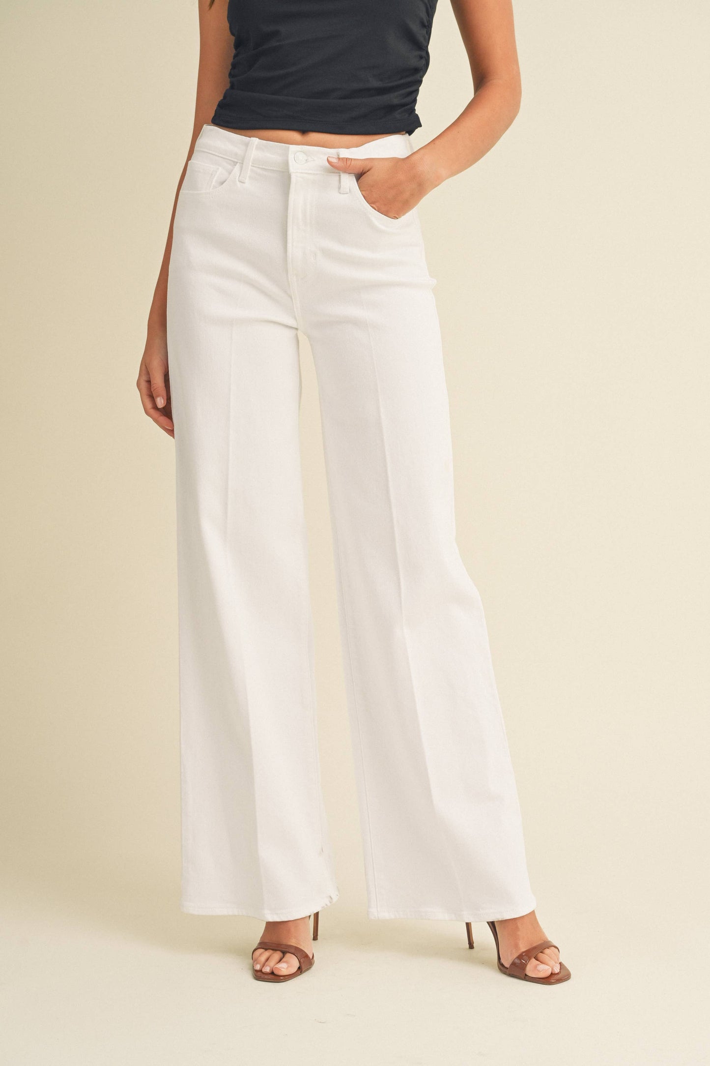 White Palazzo Wide-Leg Jean