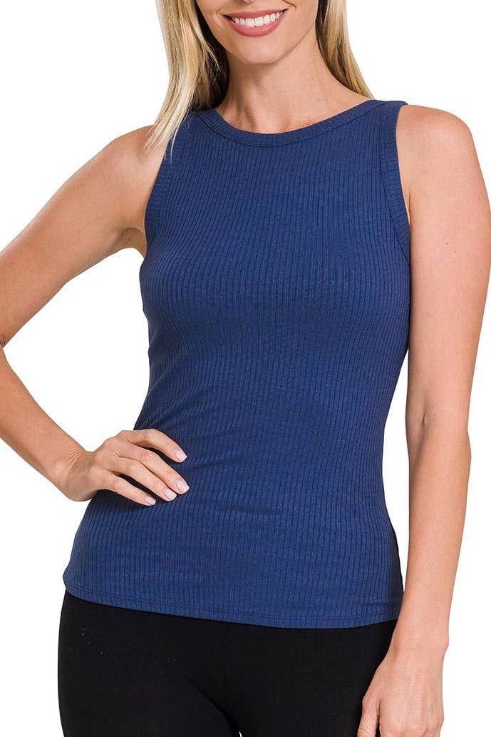 Vanilla Monkey - Soft Ribbed Tight Crew Neck Tank Top: 1-2-2-1 (S-M-L-XL) / RUBY