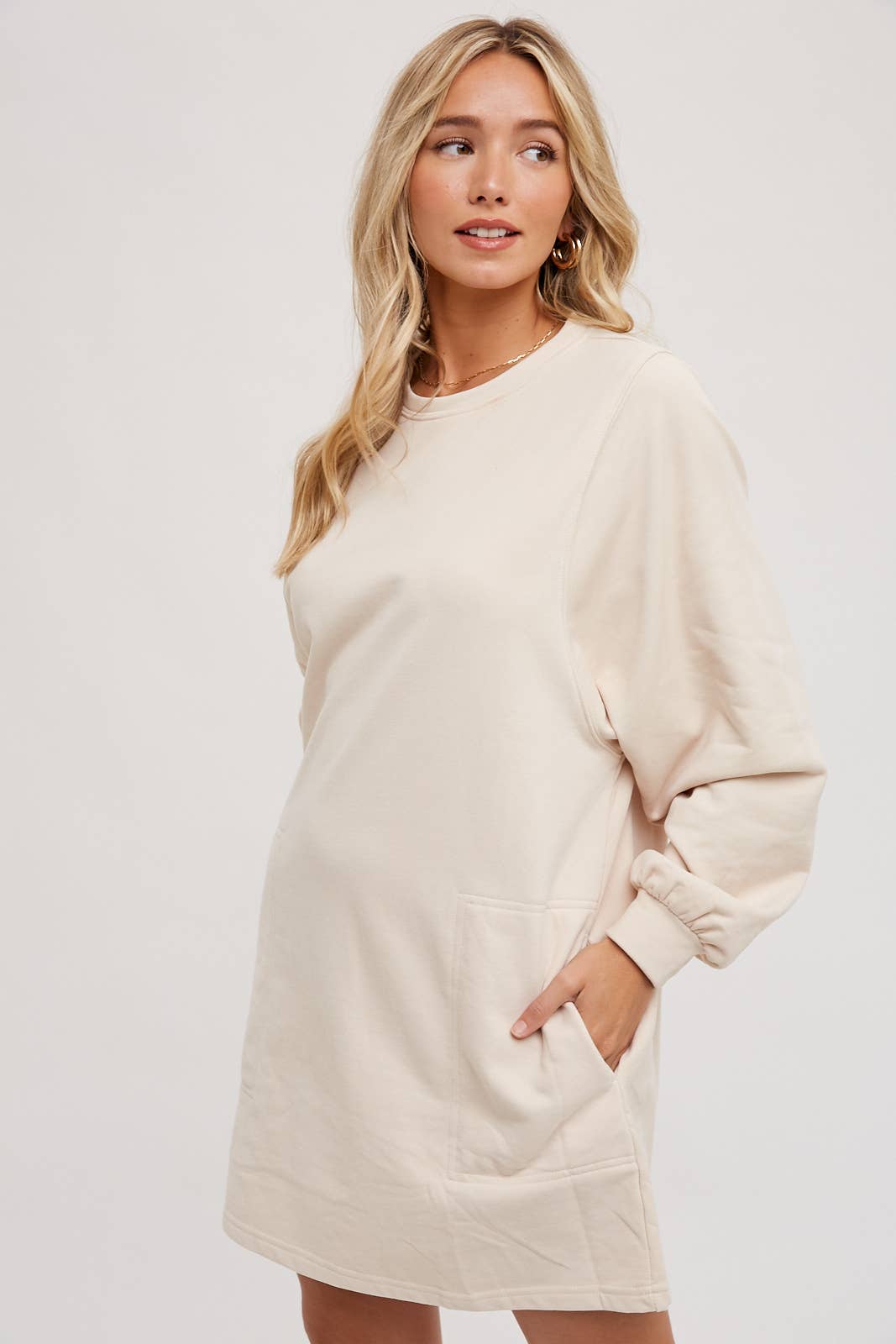 French Terry Mini Dress with Pockets