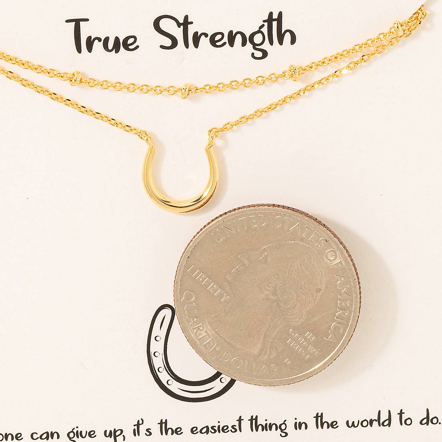 True Strength Horseshoe Necklace-Silver