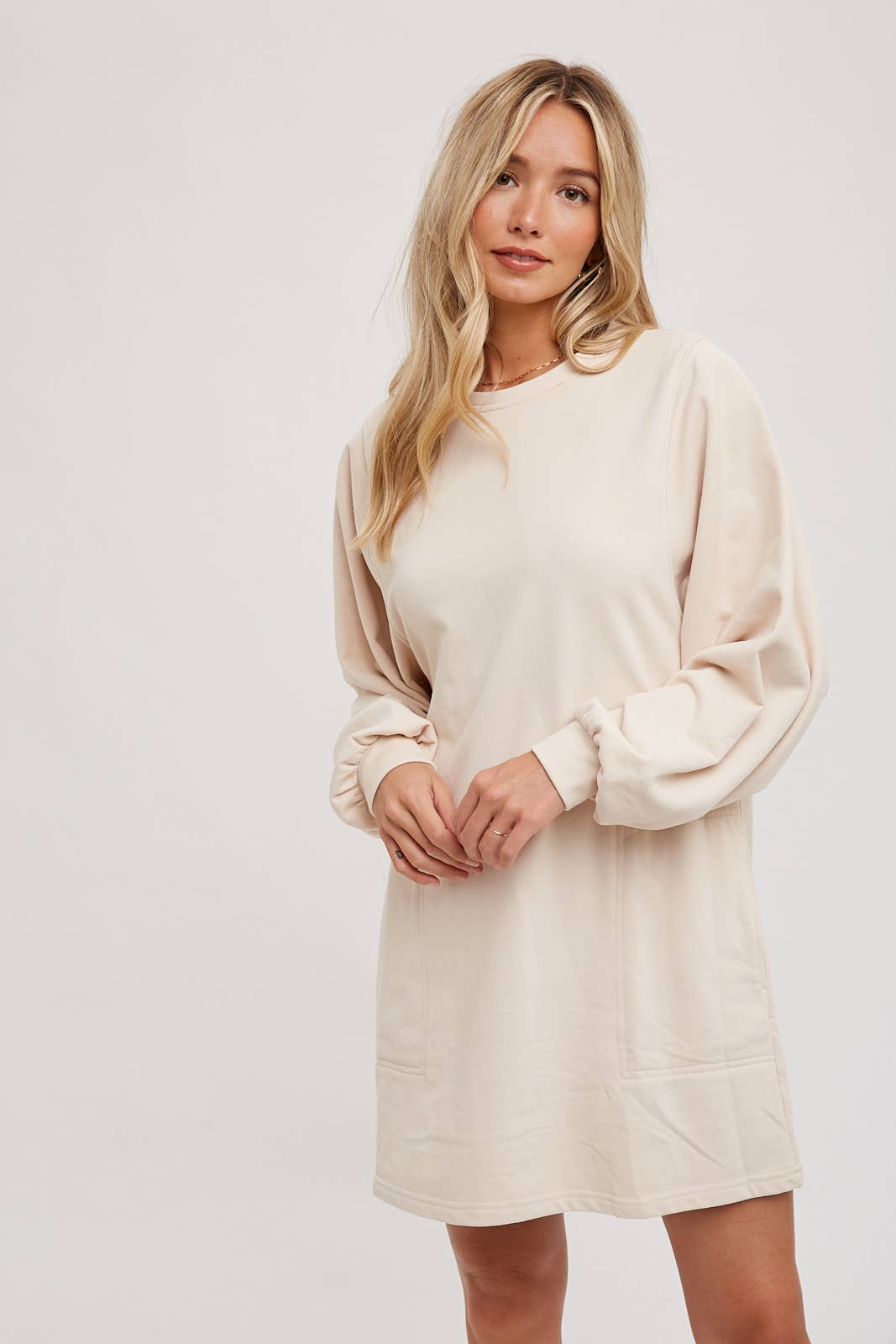 French Terry Mini Dress with Pockets