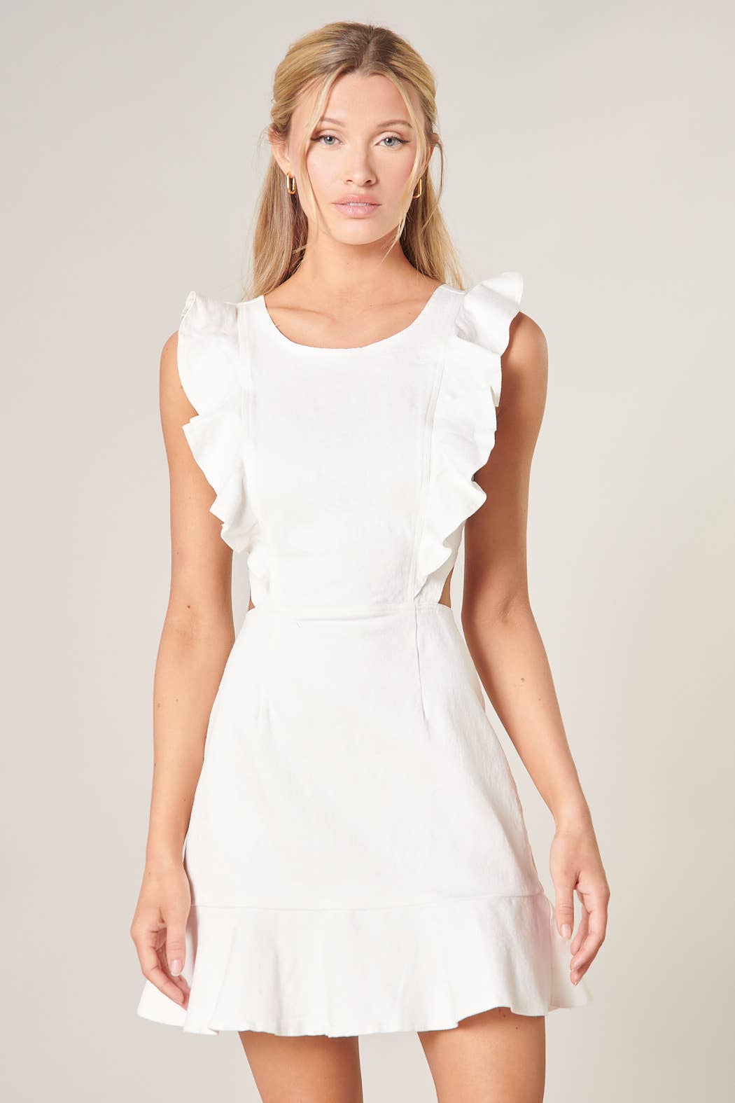 Sugarlips - Lucki Denim Back Cut Out Ruffle Dress