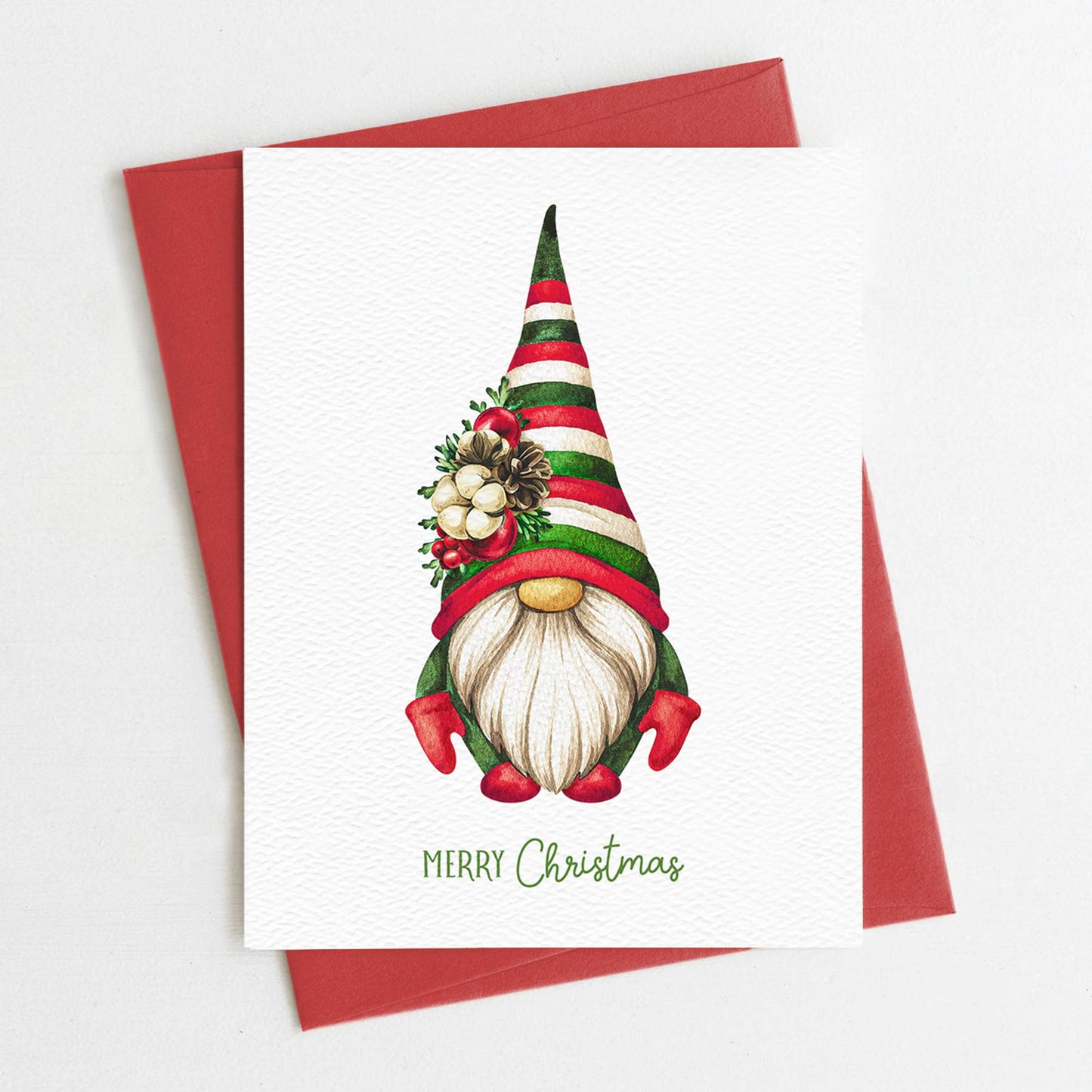 Blue Thistle - Merry Christmas Gnome Card, Cute Christmas Card, Gnomes