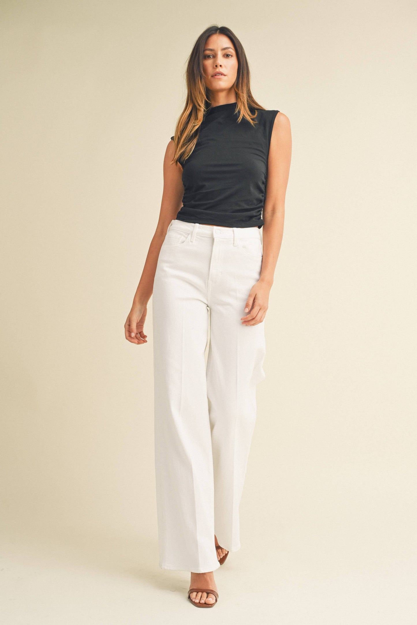 White Palazzo Wide-Leg Jean