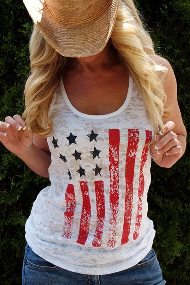 US Flag Print Tank Top