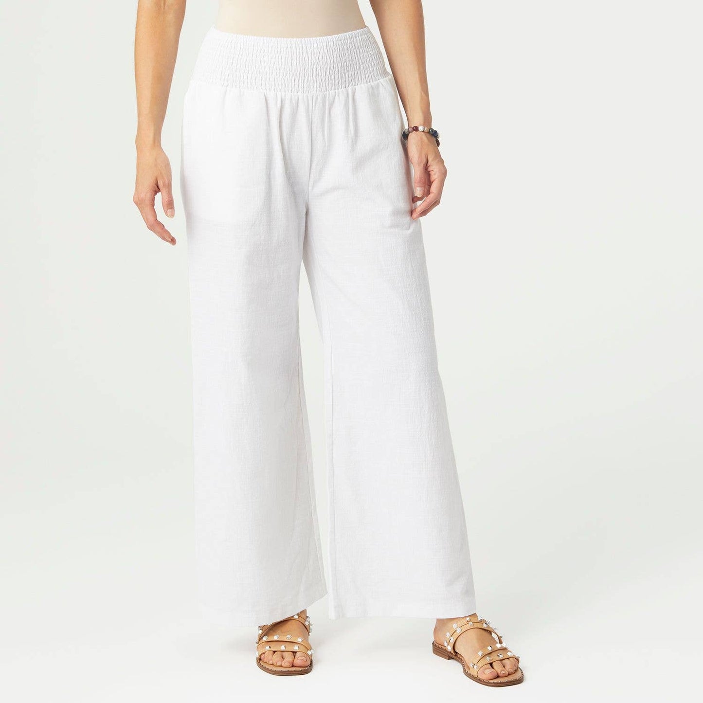 Smocked Waist Wide Leg Pant