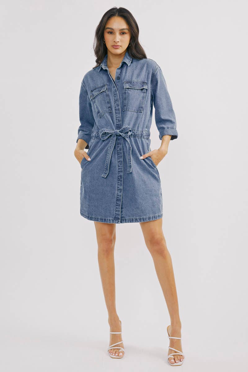 Kan Can Jean Button Down Dress