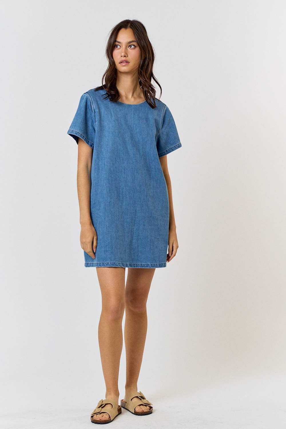 Denim Shirt Dress with Scoop Open Back Sophie's Boutique Denim Shirt Dress with Scoop Open Back Sophie's Boutique