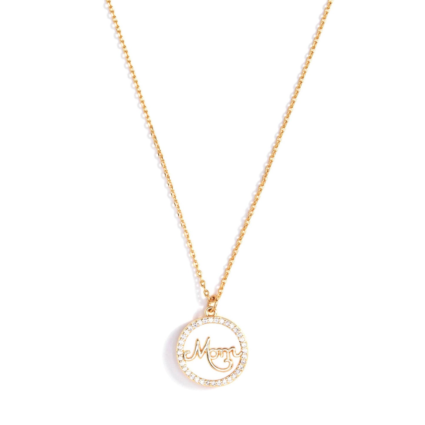 Pave Shell Mom Necklace