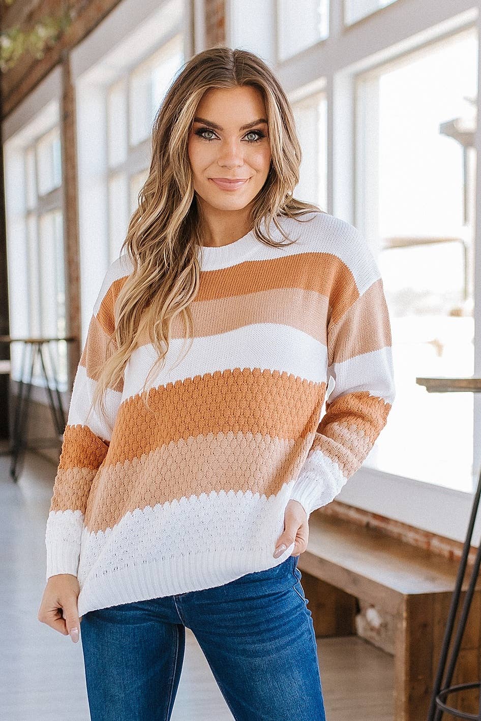 Wavy Color Block Knit