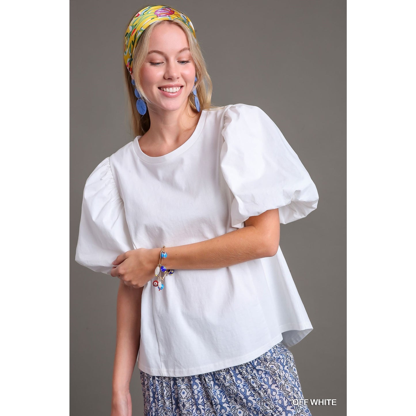 Poplin Puff Sleeve Top