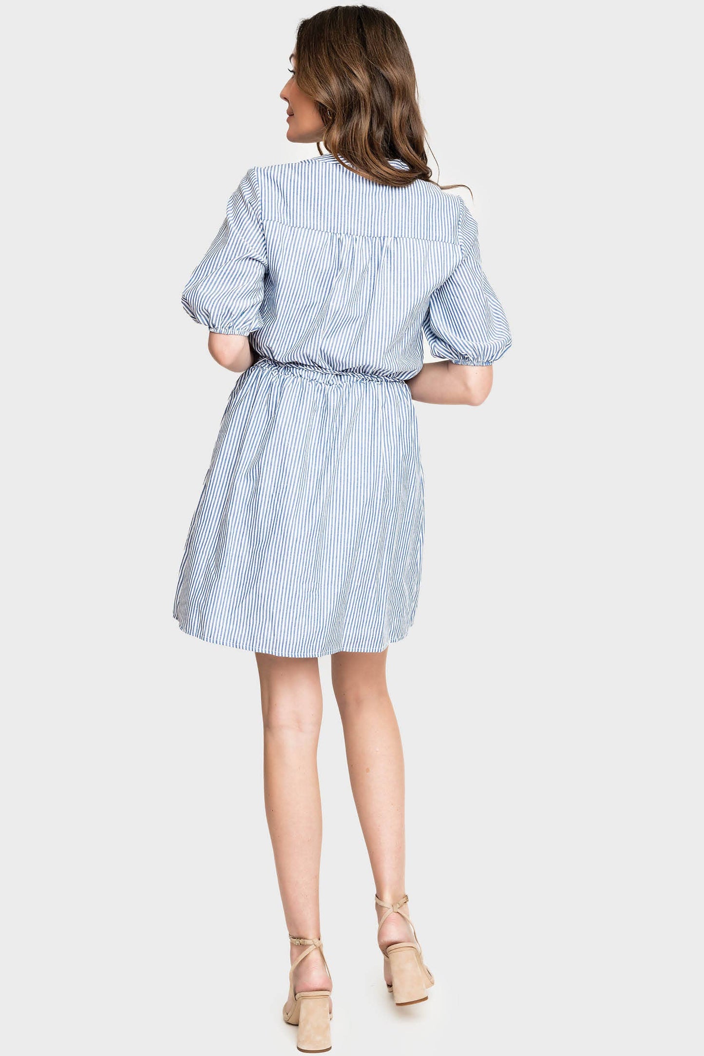 Chambray Summer Stripe Dress with Braided Belt