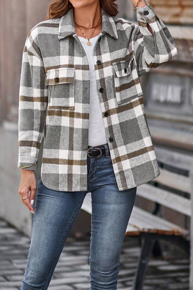 Plaid Flannel Shacket Jacket Women