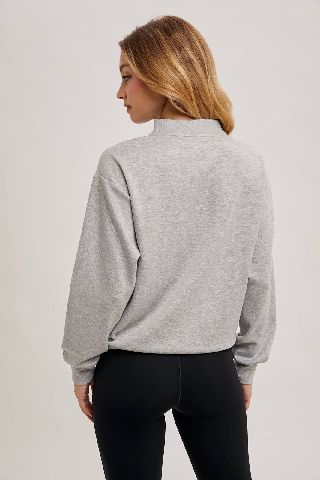 Mock Neck Pullover with Drawstring Waist