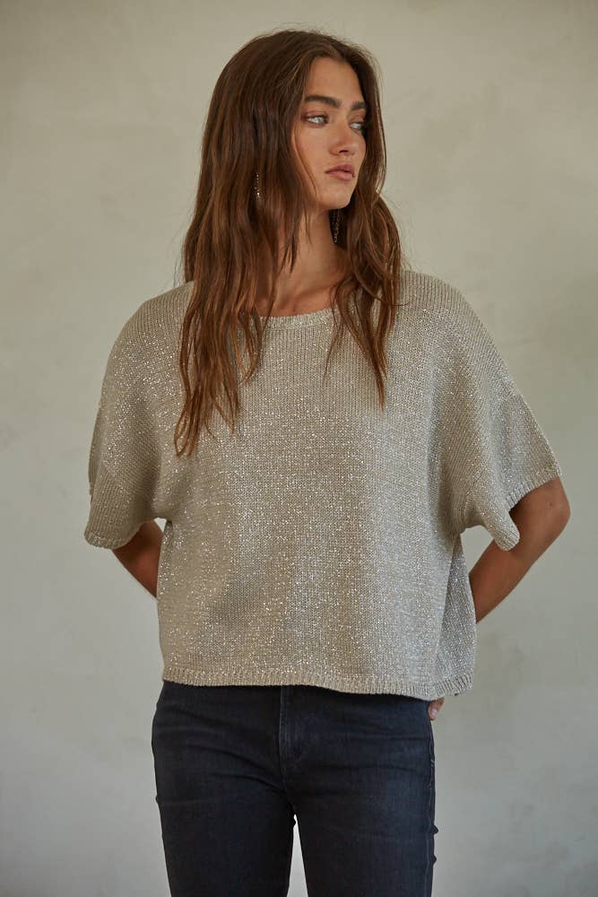 Knit Round Neck Sparkle Sweater