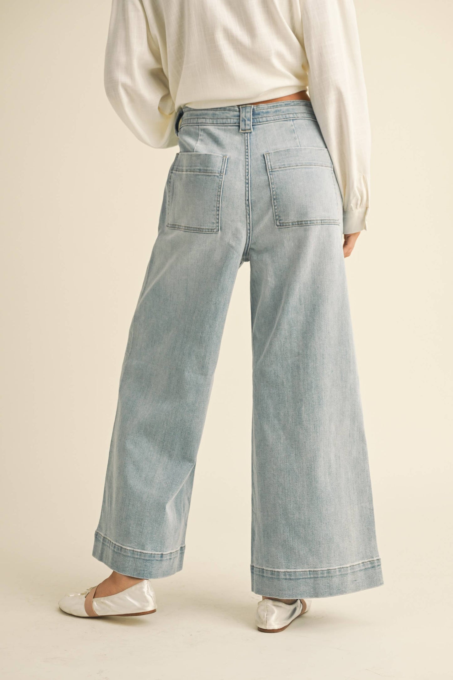 Washed Soft Denim with Tie-Front Jeans