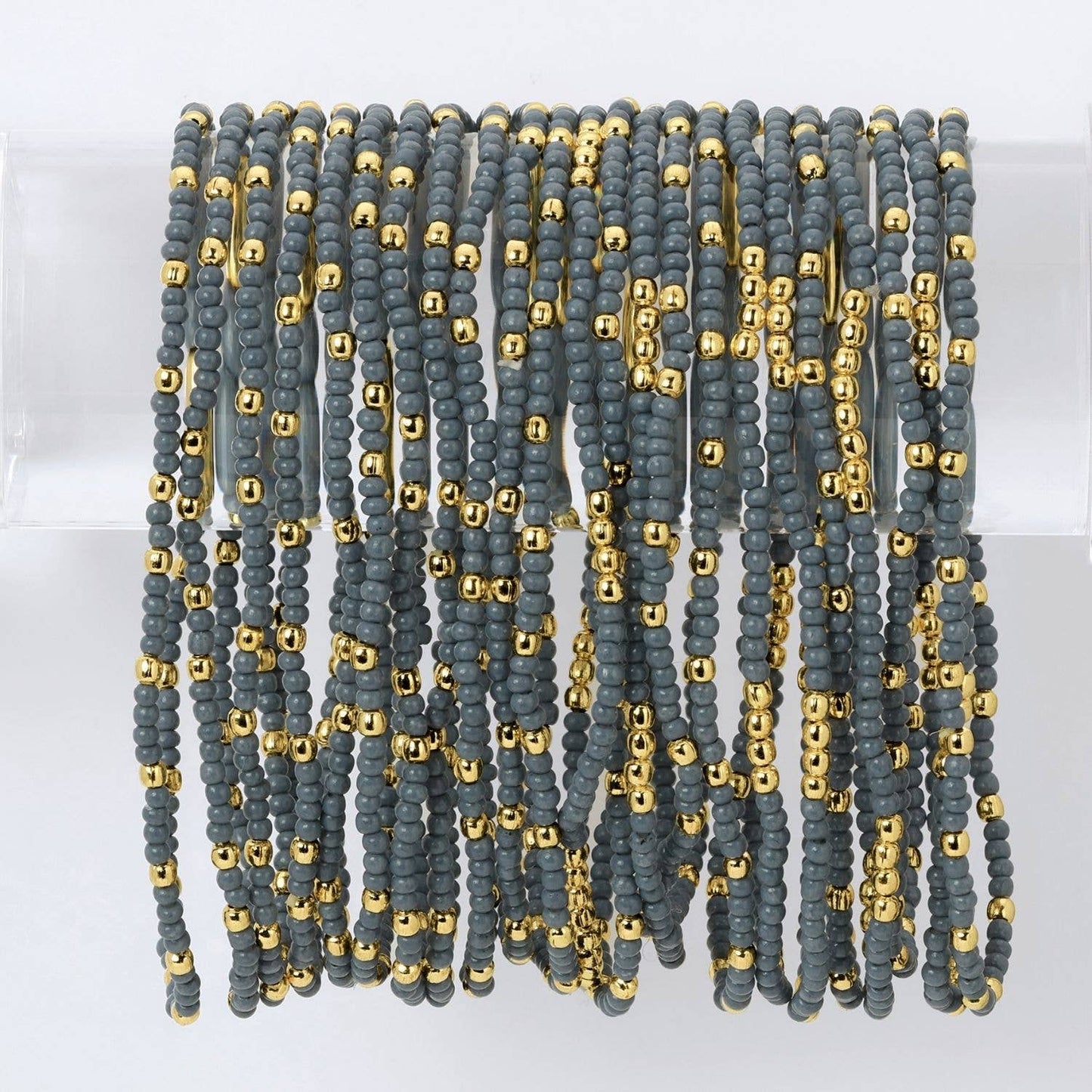 Solid Color 2mm Seed Bead Bracelets: Blue Grey