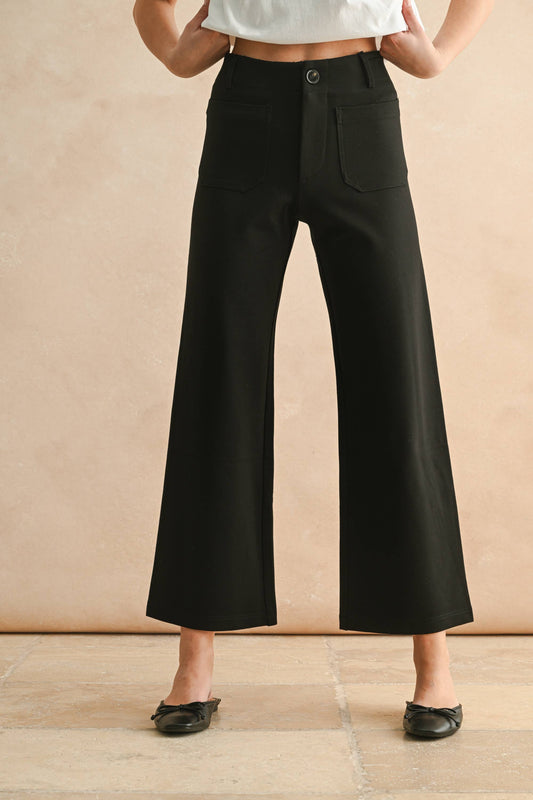 Wide Leg Ponte Two Pocket Pants