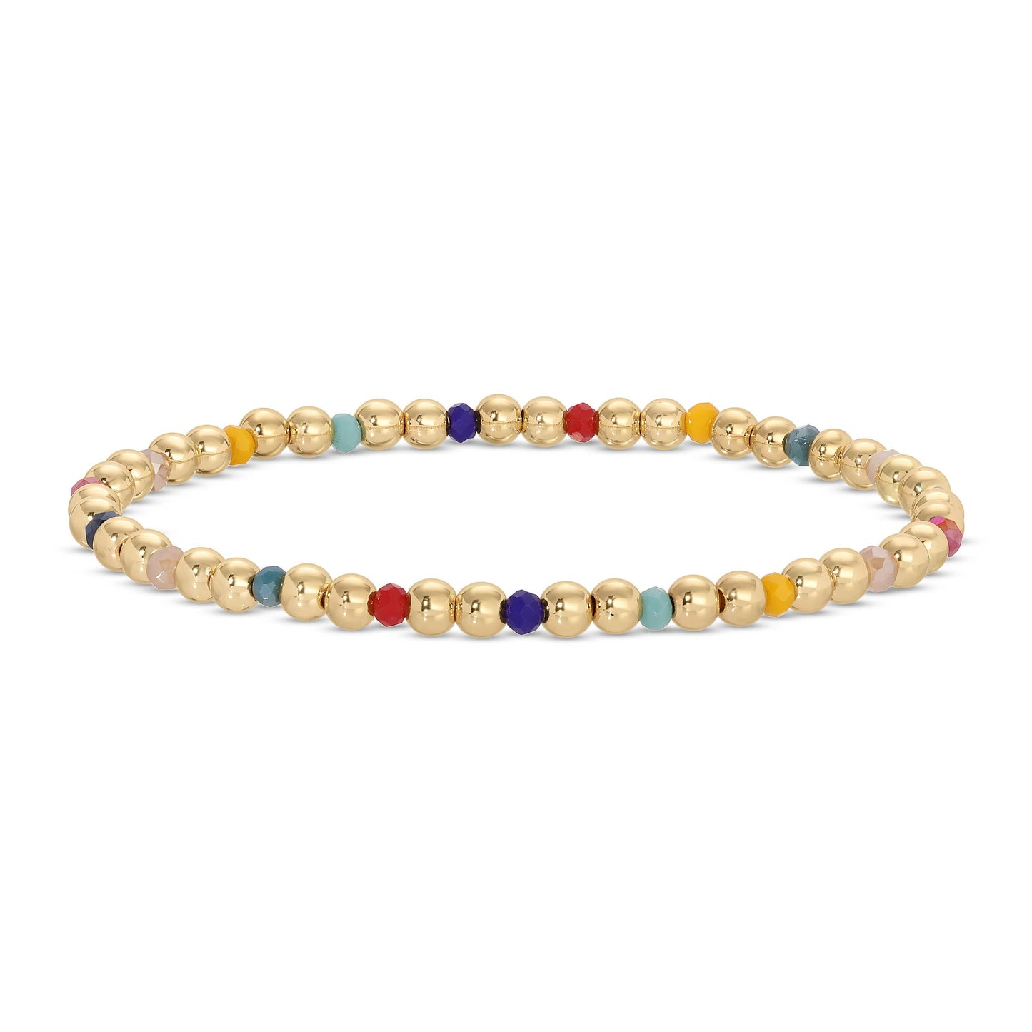 4mm Bead & Crystal Stretch Bracelet -Assorted: Brights
