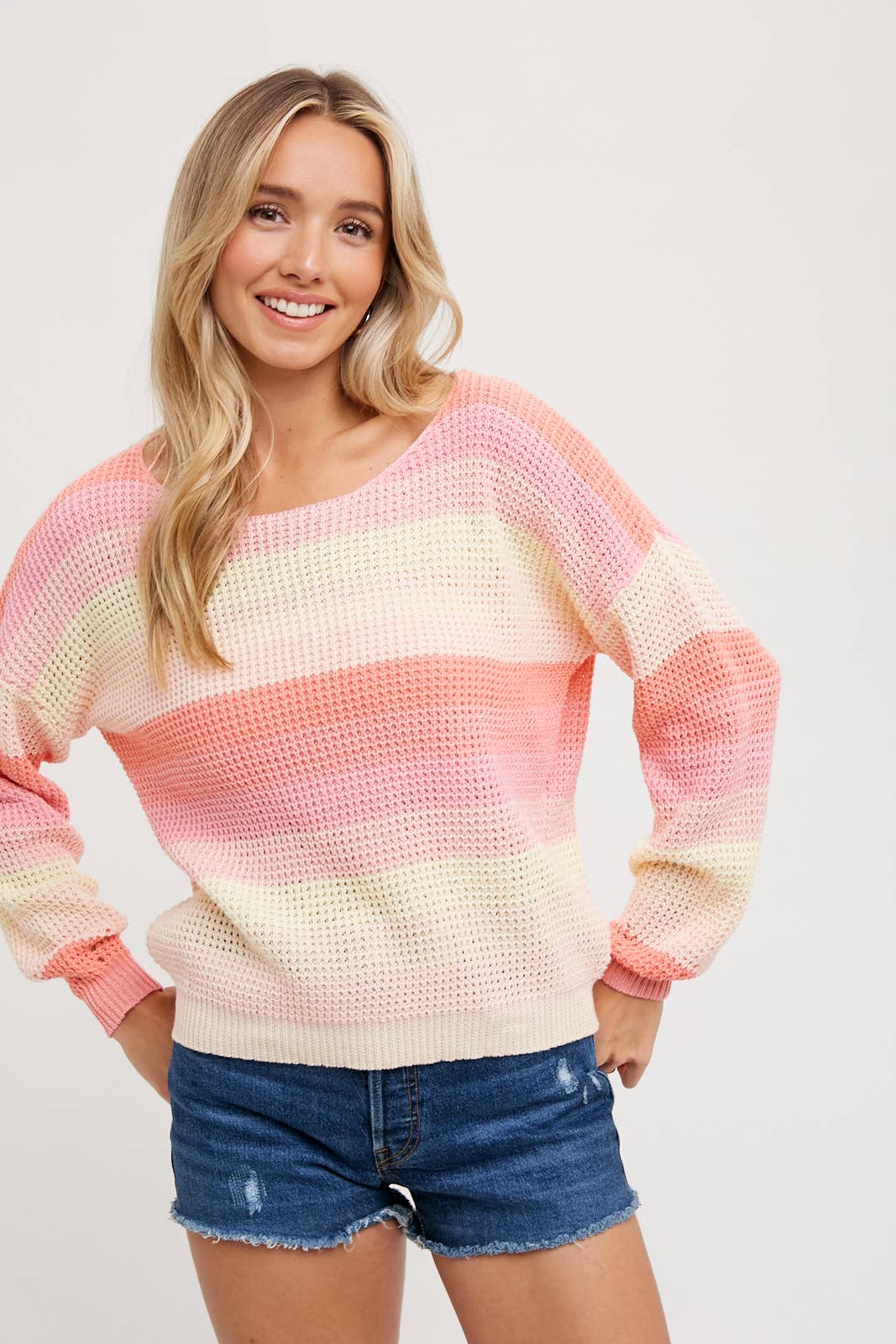 Color Block Pastel Knit Sweater