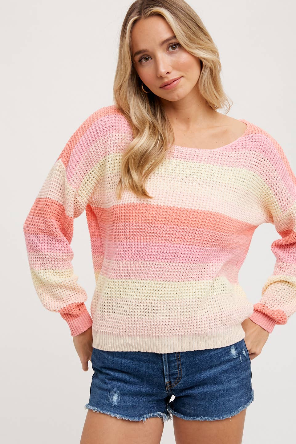 Color Block Pastel Knit Sweater