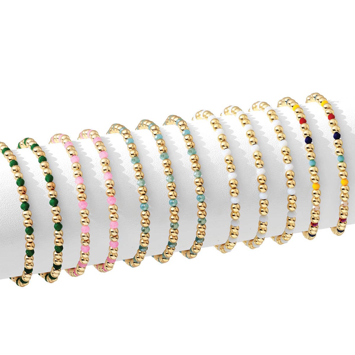 4mm Bead & Crystal Stretch Bracelet -Assorted: Brights