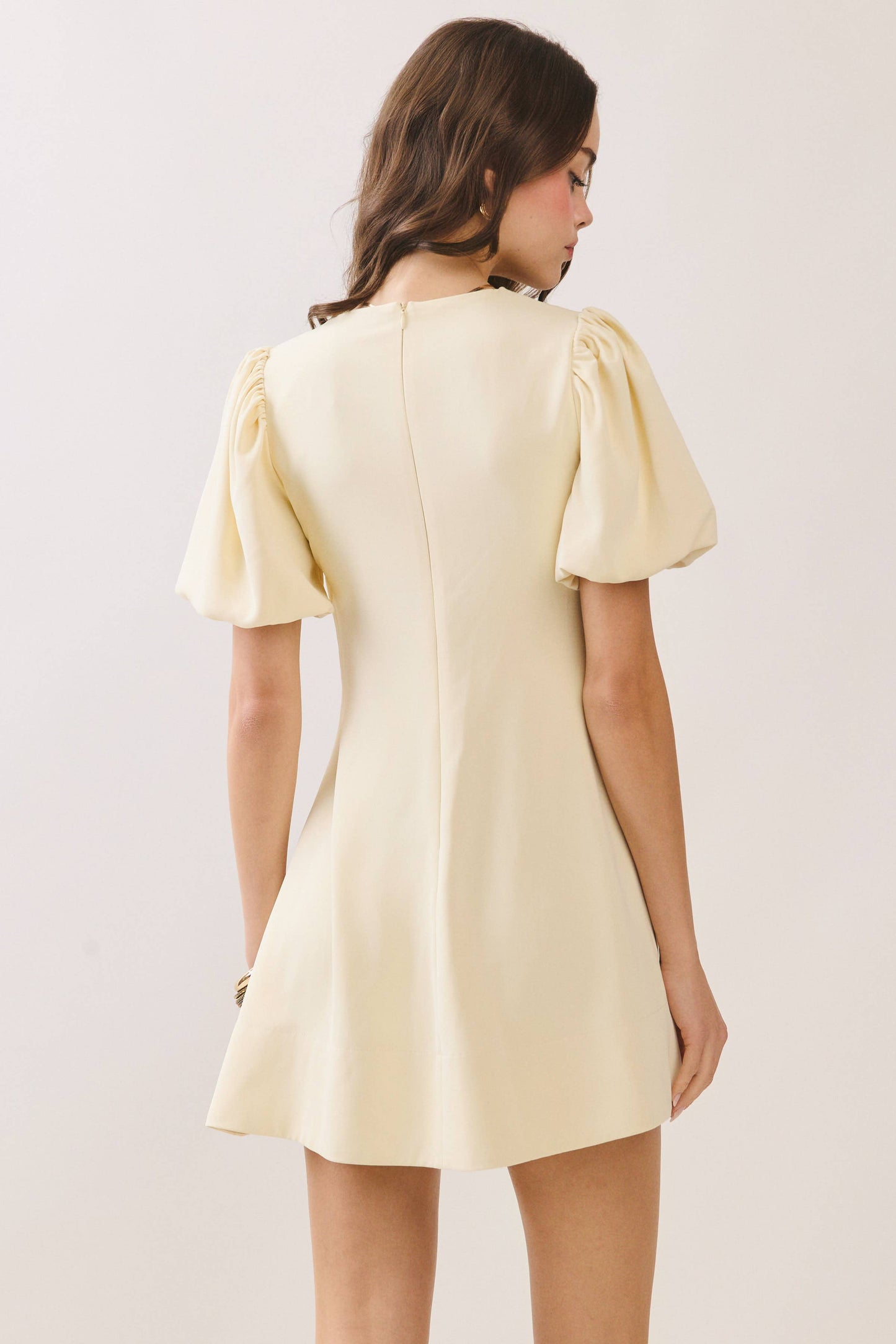 Pleated A Line Dress-Pale Yellow