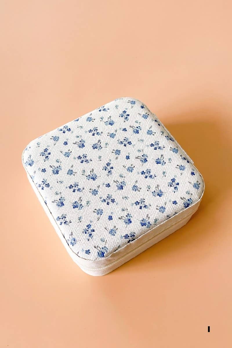 Travel Jewelry Organizer Case-Blue Floral