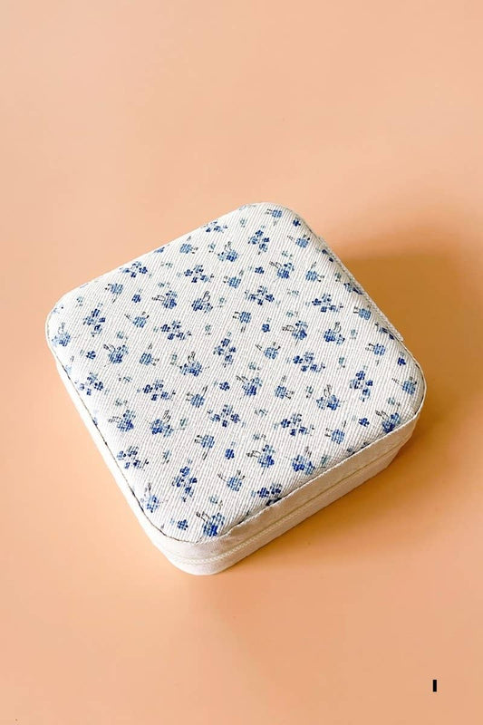 Travel Jewelry Organizer Case-Blue Floral