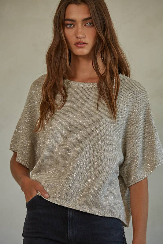 Knit Round Neck Sparkle Sweater