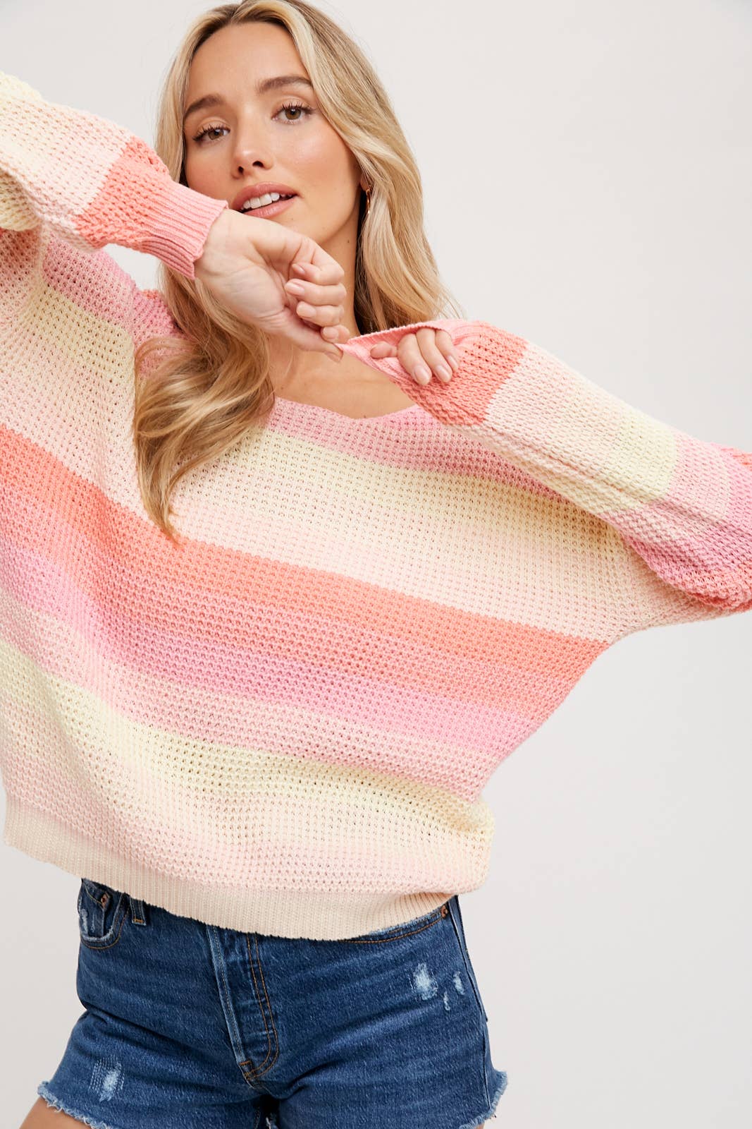 Color Block Pastel Knit Sweater