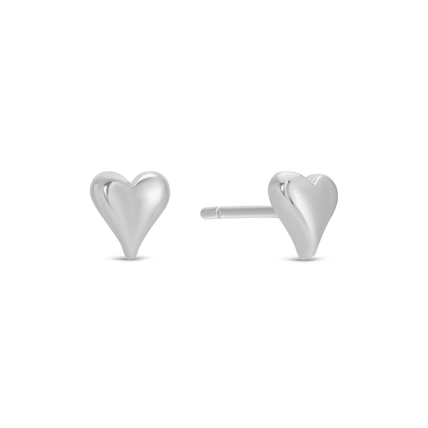 Simple Heart Studs -Silver