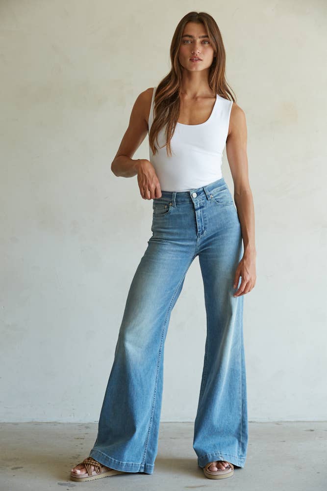 By Together - S1187N | Double Layered Seamless Top: Prussian Blue / ML