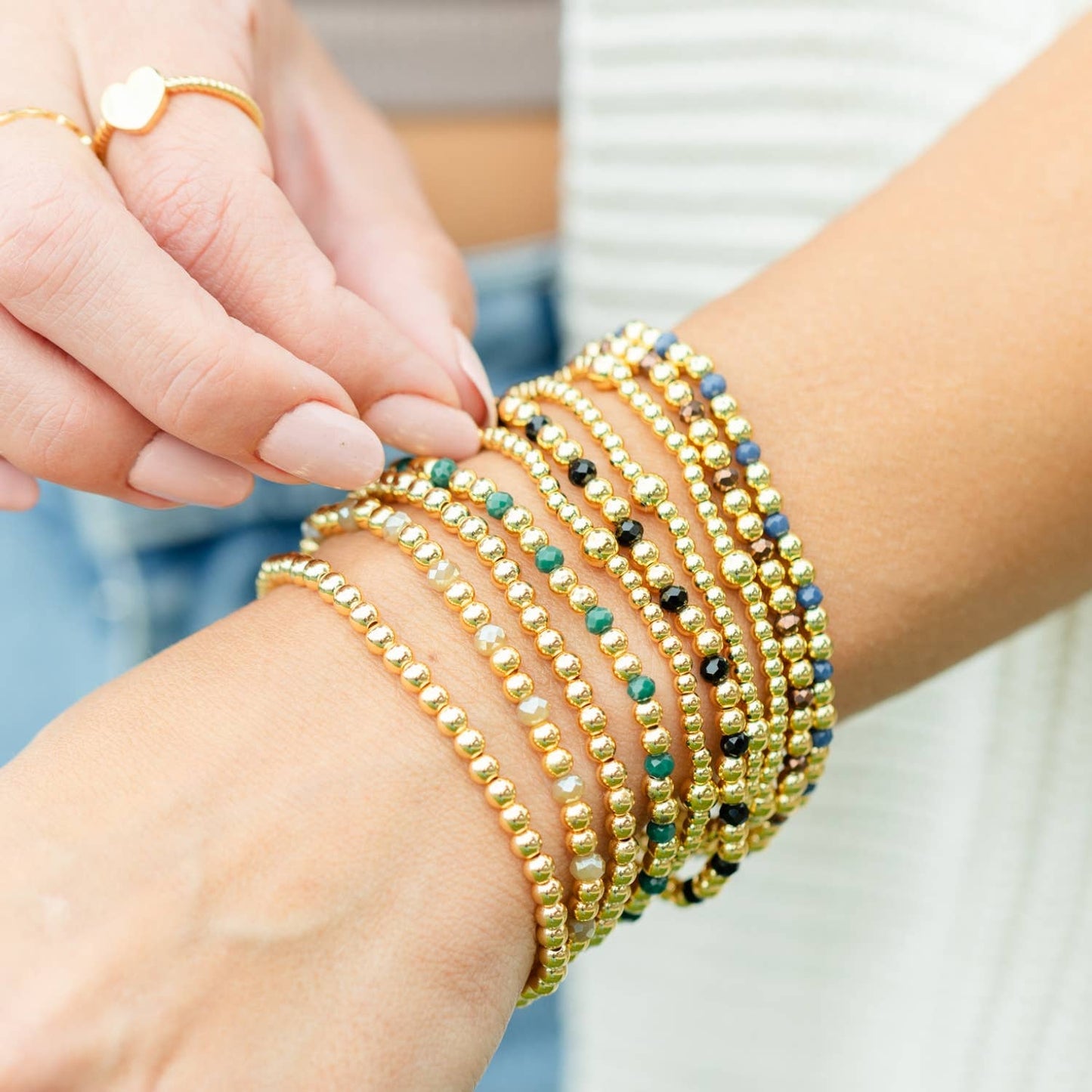 4mm Bead & Crystal Stretch Bracelet -Assorted: Brights