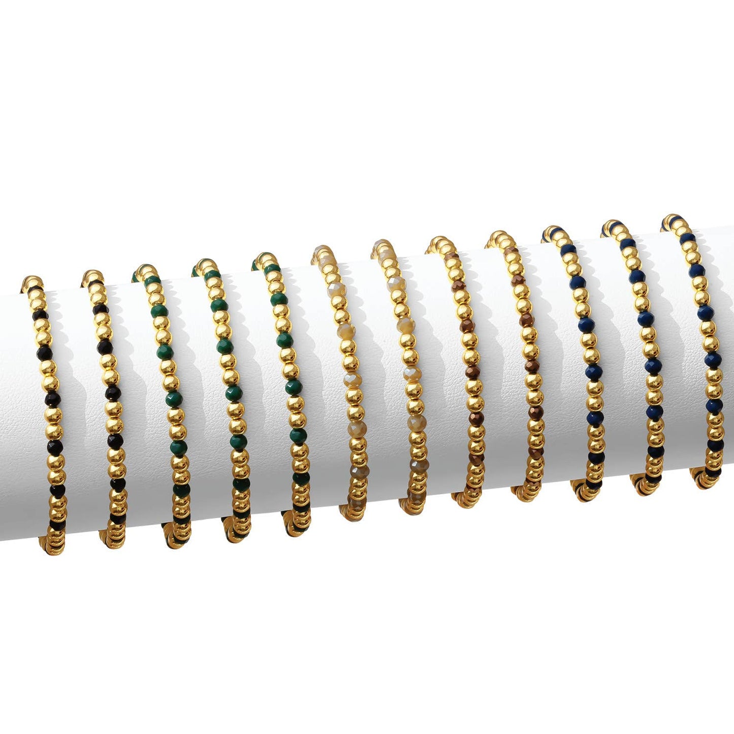 4mm Bead & Crystal Stretch Bracelet -Assorted: Brights