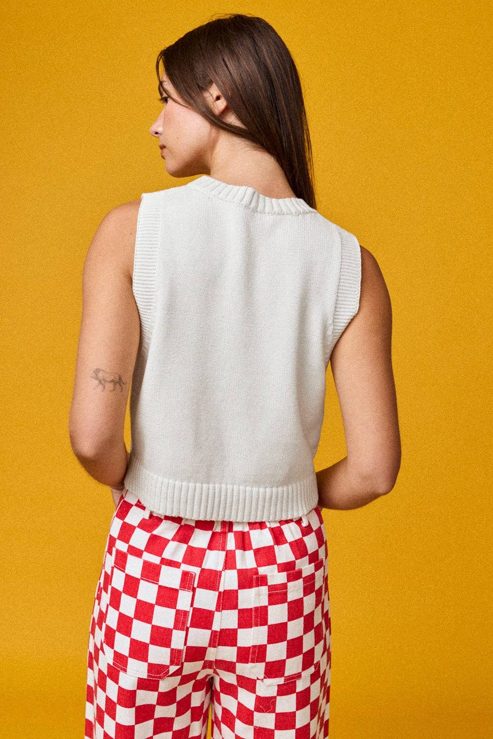 American flag Sleeveless Top: IVORY