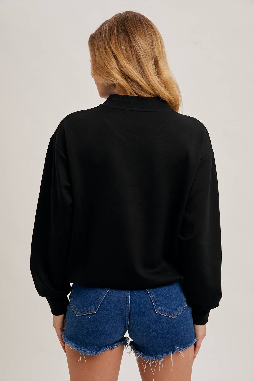 Mock Neck Pullover with Drawstring Waist