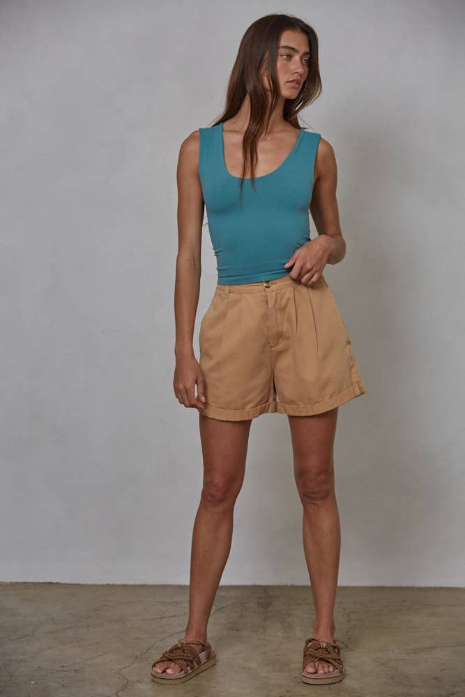 By Together - S1187N | Double Layered Seamless Top: Prussian Blue / ML